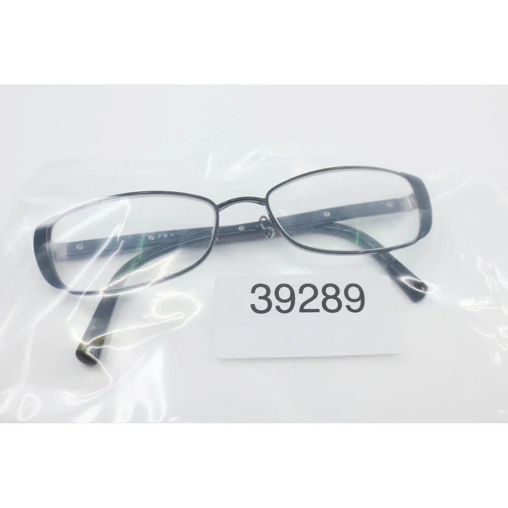 Prada Eyeglasses Frames Black Silver Rectangle 53 16 39289